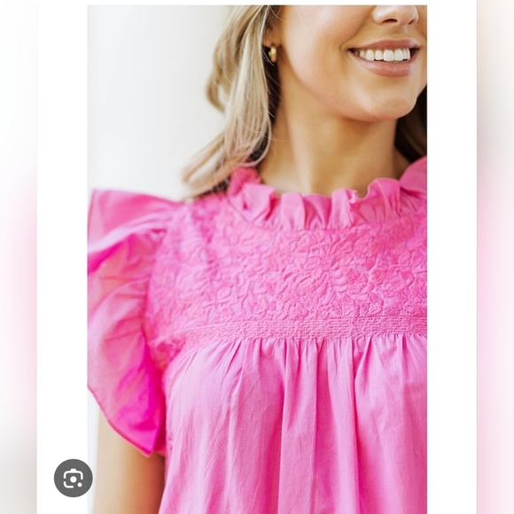 Embroidered Plaid Cap Sleeve Ruffle Neck TopI